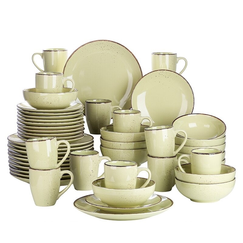 Beige Stoneware Ceramic Dinnerware Set for 4 8 12 SKU 70050