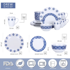 White Stoneware Ceramic Dinnerware Set for 4 8 SKU 70058