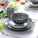 Grey Stoneware Ceramic Dinnerware Set for 4 8 SKU 70063