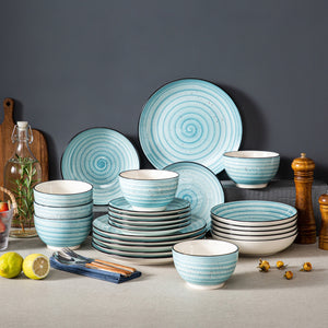 Sky Blue Stoneware Ceramic Dinnerware Set for 6 12 SKU 70090
