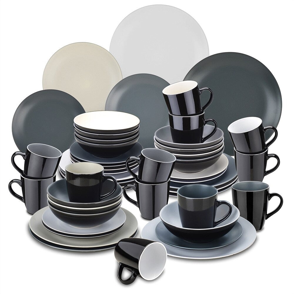 Black Stoneware Ceramic Dinnerware Set for 4 8 12 SKU 70054