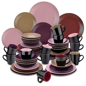 Purple Stoneware Ceramic Dinnerware Set for 4 8 12 SKU 70070