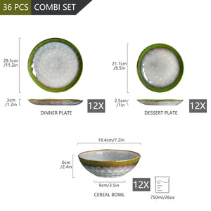 Olive Stoneware Ceramic Dinnerware Set for 4 8 12 SKU 70056