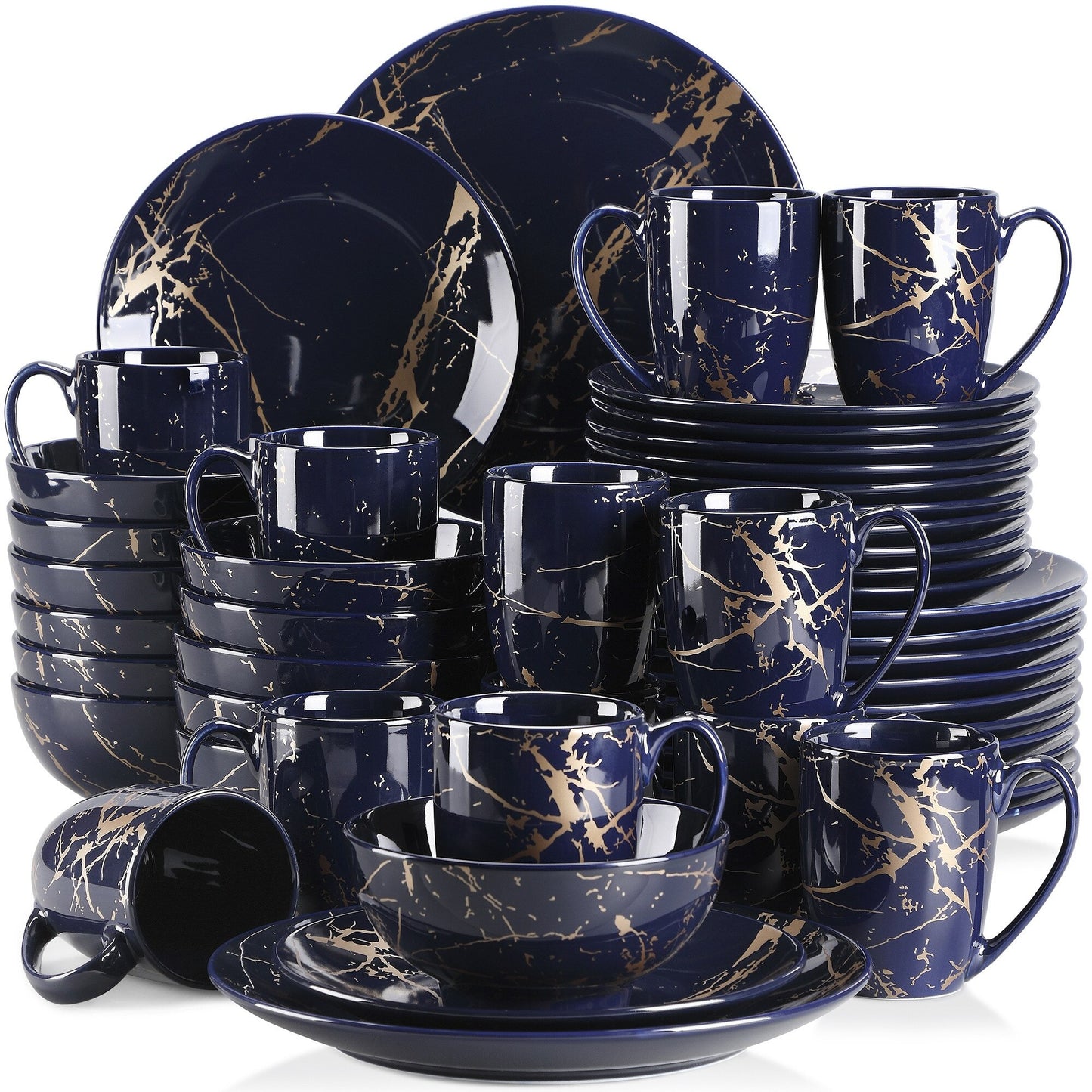 Blue Stoneware Ceramic Dinnerware Set for 4 8 12 SKU 70027