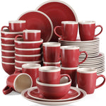 Red Stoneware Ceramic Dinnerware Set for 4 8 12 SKU 70051