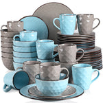 Grey Blue Stoneware Ceramic Dinnerware Set for 4 8 12 SKU 70098