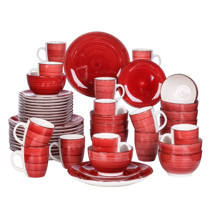 Red Stoneware Ceramic Dinnerware Set for 4 8 12 SKU 70048
