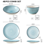 Sky Blue Stoneware Ceramic Dinnerware Set for 6 12 SKU 70090