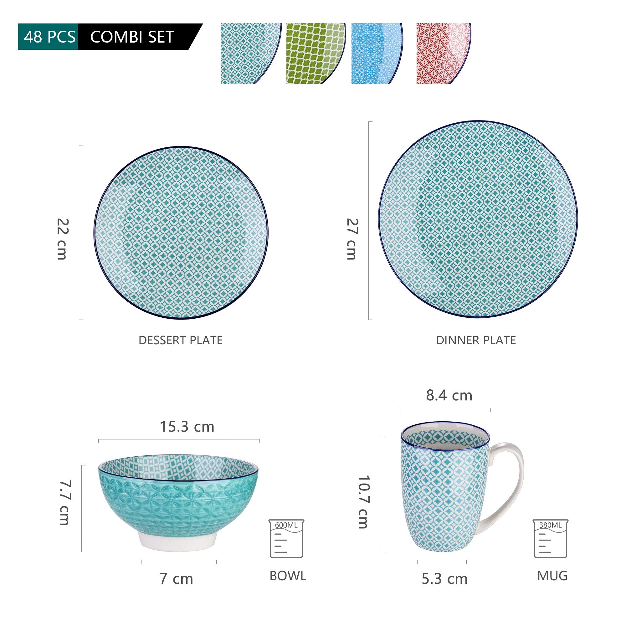 Mixed Color Stoneware Ceramic Dinnerware Set for 4 8 12 SKU 70089