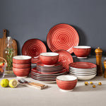 Red Stoneware Ceramic Dinnerware Set for 6 12 SKU 70091