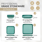 Green Stoneware Ceramic Dinnerware Set for 4 8 12 SKU 70109