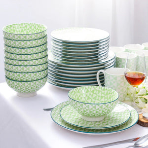 Green Stoneware Ceramic Dinnerware Set for 4 8 12 SKU 70077