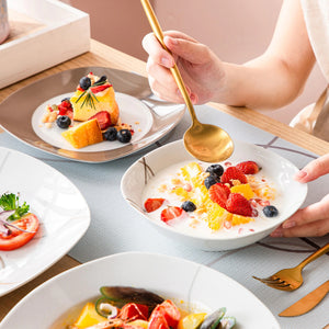 White Stoneware Ceramic Dinnerware Set for 6 12 SKU 70028