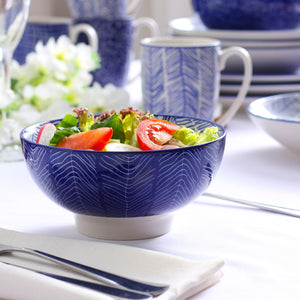 Blue Stoneware Ceramic Dinnerware Set for 8 SKU 70042