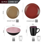 Purple Stoneware Ceramic Dinnerware Set for 4 8 12 SKU 70070