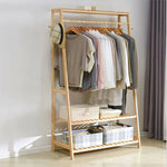 Bamboo Standing Clothing Rack with Shelves SKU 35021