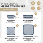 Grey Stoneware Ceramic Dinnerware Set for 4 8 12 SKU 70112