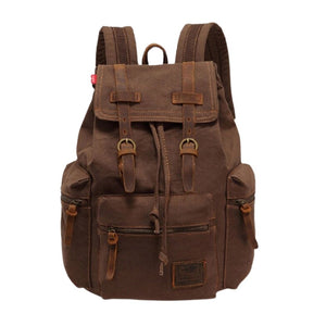 Canvas Travel Laptop Backpack with Zipper and Drawstring 82032