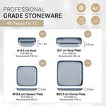 Grey Stoneware Ceramic Dinnerware Set for 4 8 12 SKU 70112
