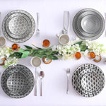 Grey Stoneware Ceramic Dinnerware Set for 4 8 SKU 70063