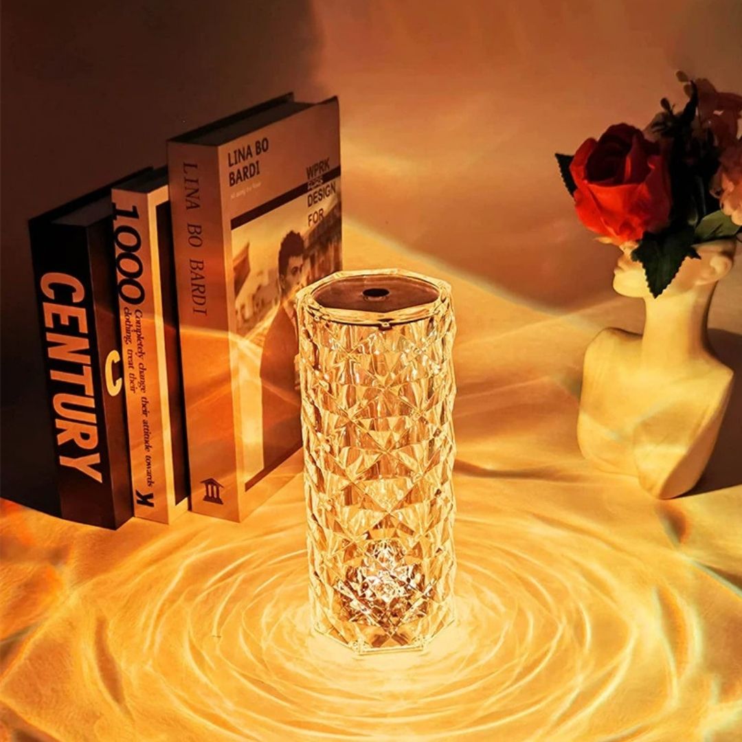 Rechargeable Rose Crystal Table Lamp with Touch Control 50007