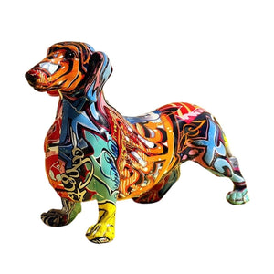 Abstract Color Dachshund Dog Statue Ornament