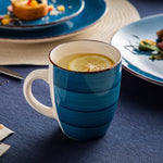 Minimalist Blue Stoneware Ceramic Dinnerware Set for 8 SKU 70037
