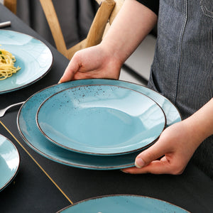 Maya Blue Stoneware Ceramic Dinnerware Set for 4 8 12 SKU 70093