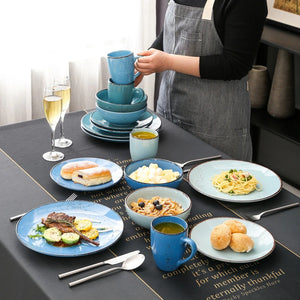 Blue Stoneware Ceramic Dinnerware Set for 4 8 12 SKU 70092