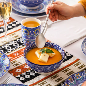 Blue Mandala Stoneware Ceramic Dinnerware Set for 4 8 12 SKU 70025