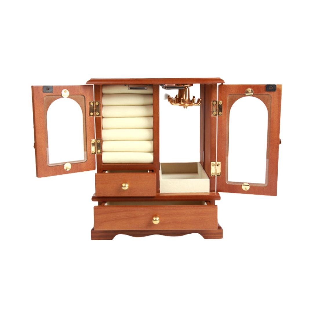 Wooden Jewelry Box with Necklace Holder 21016