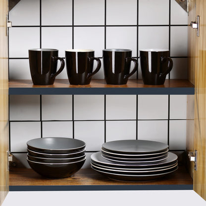 Black Stoneware Ceramic Dinnerware Set for 4 8 12 SKU 70054