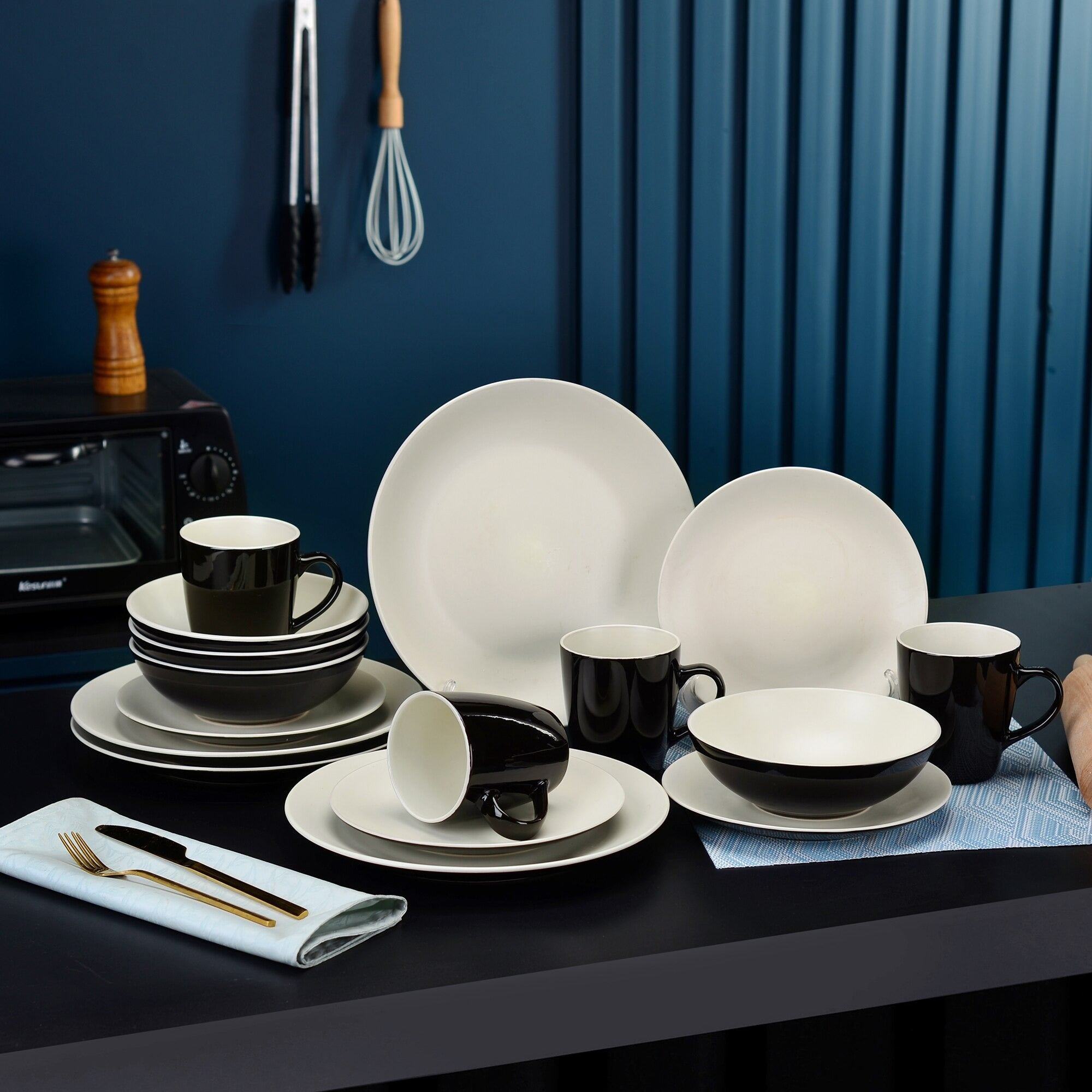 Grey Stoneware Ceramic Dinnerware Set for 4 8 12 SKU 70076