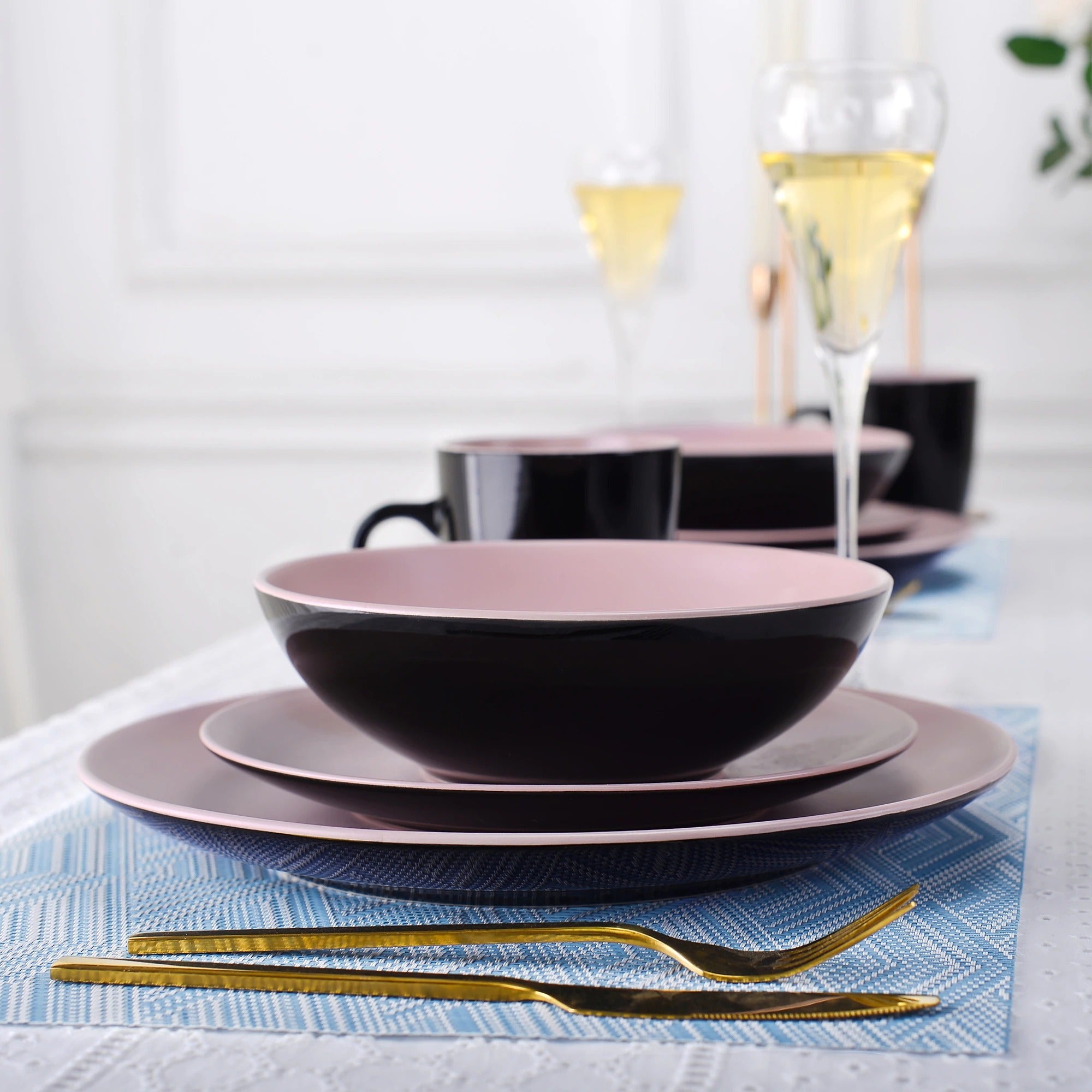 Chic Stoneware Ceramic Dinnerware Set for 4 8 12 SKU 70039