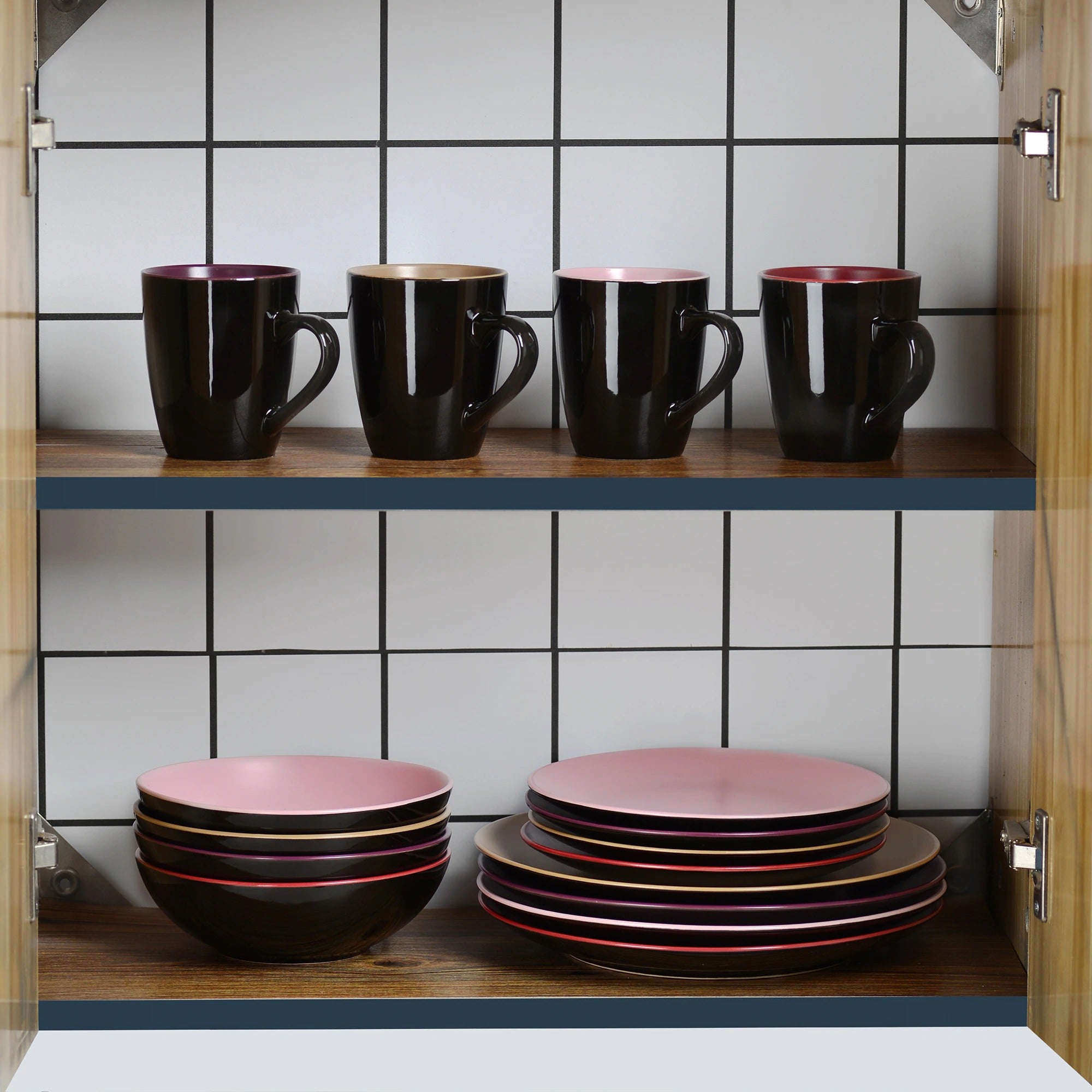 Purple Stoneware Ceramic Dinnerware Set for 4 8 12 SKU 70070