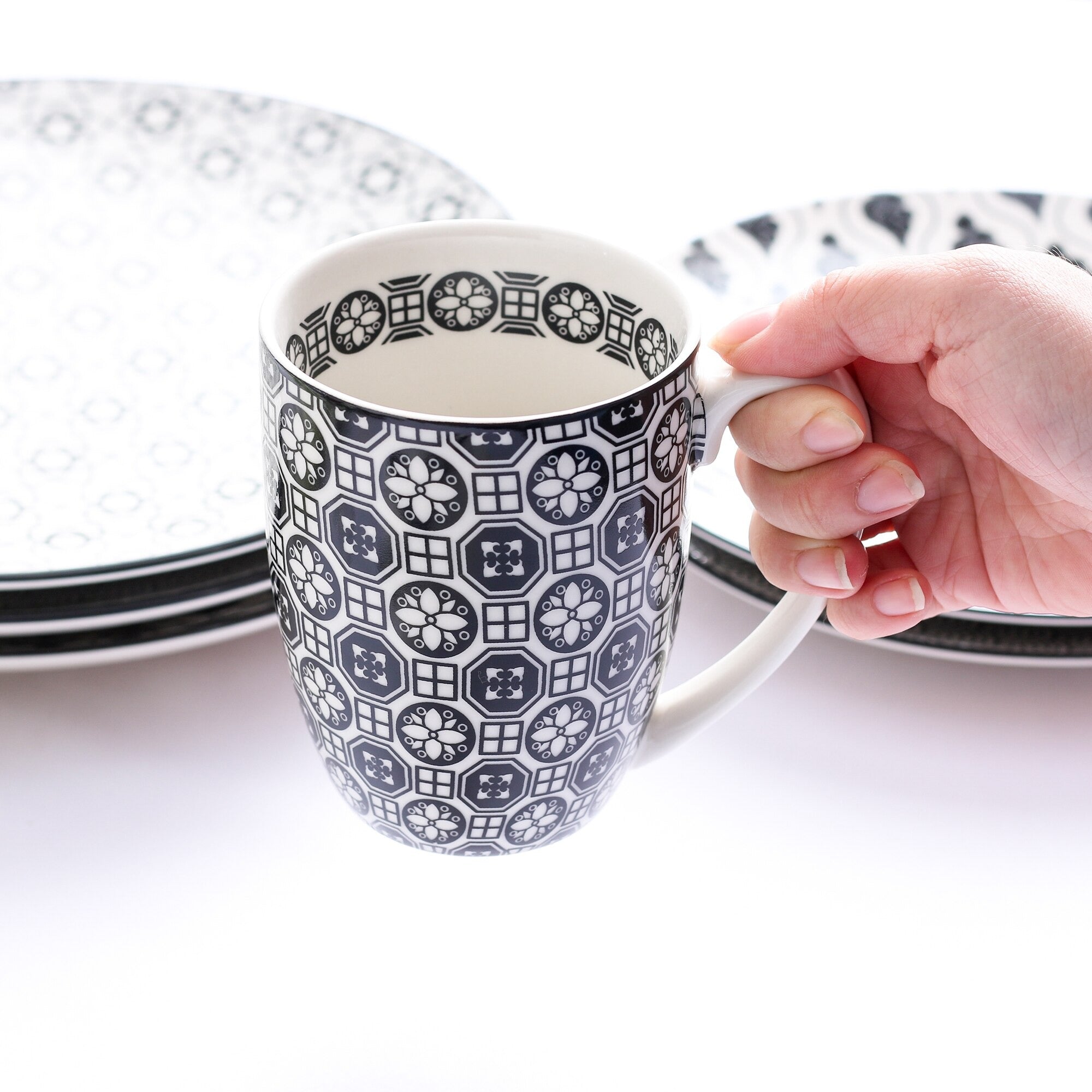 Grey Stoneware Ceramic Dinnerware Set for 4 8 SKU 70063