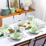 Green Stoneware Ceramic Dinnerware Set for 4 8 12 SKU 70077