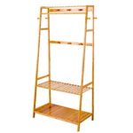 Bamboo Standing Clothing Rack with Shelves SKU 35021