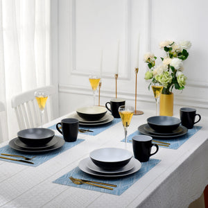Black Stoneware Ceramic Dinnerware Set for 4 8 12 SKU 70054