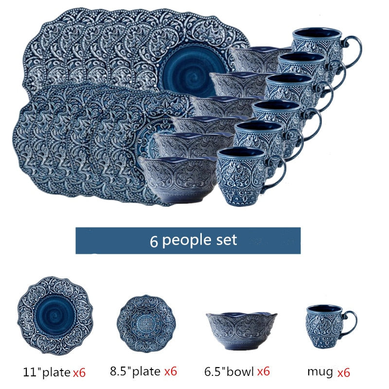 Luxury Baroque Ceramic Dinnerware Set for 1 2 4 SKU 70082