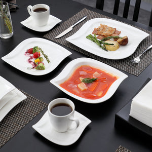 White Stoneware Ceramic Dinnerware Set for 6 12 SKU 70017