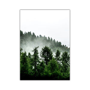 Forest and Snow Mountain Art Print on Canvas