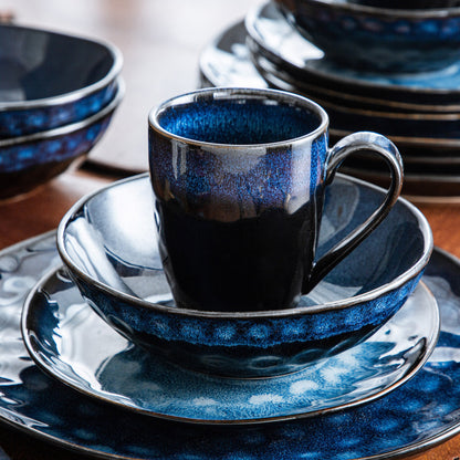 Blue Stoneware Ceramic Dinnerware Set for 4 8 12 SKU 70016