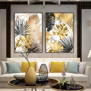 Golden Autumn Leaves Art Print on Canvas