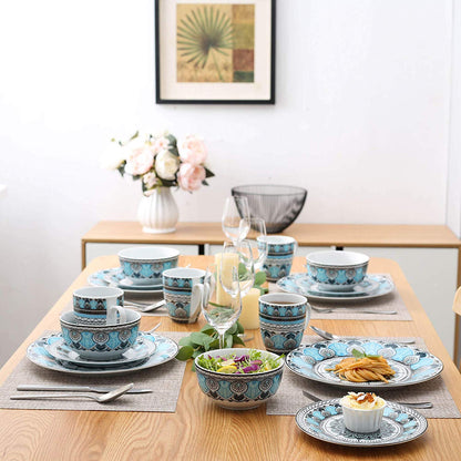 Blue Stoneware Ceramic Dinnerware Set for 4 SKU 70103