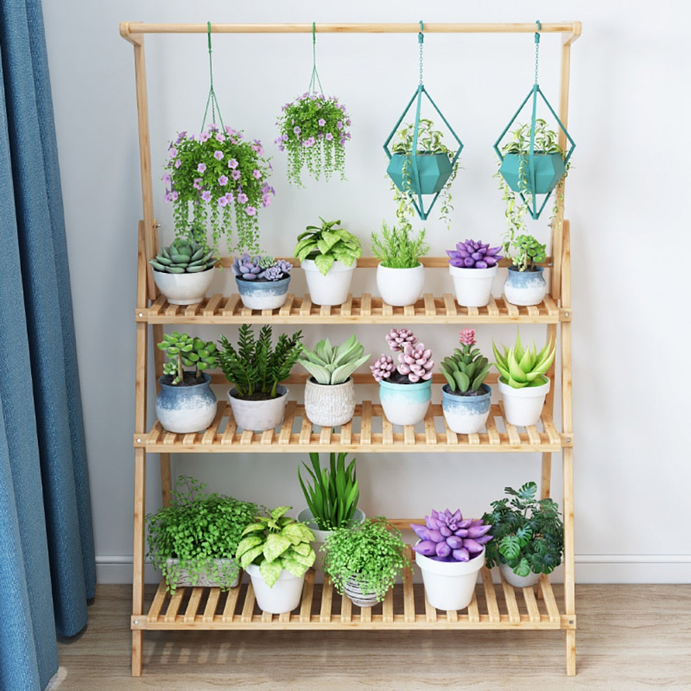 Bamboo Plant Pot Stand for Indoor and Outdoor SKU 35002