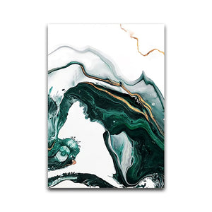Abstract Green and White Art Print on Canvas
