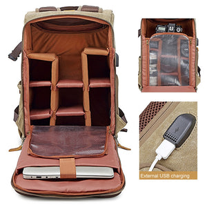 Waterproof Canvas Camera Backpack Bag