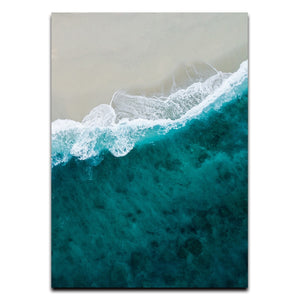 Blue Sea and Shore Art Print on Canvas