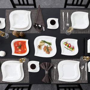 White Stoneware Ceramic Dinnerware Set for 6 12 SKU 70017